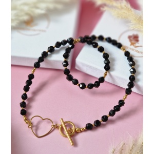 Naszyjnik Agat czarny, Hematyt