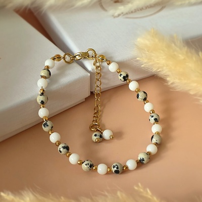 Bransoletka Jaspis Dalmatyński, Tridacna, Hematyt