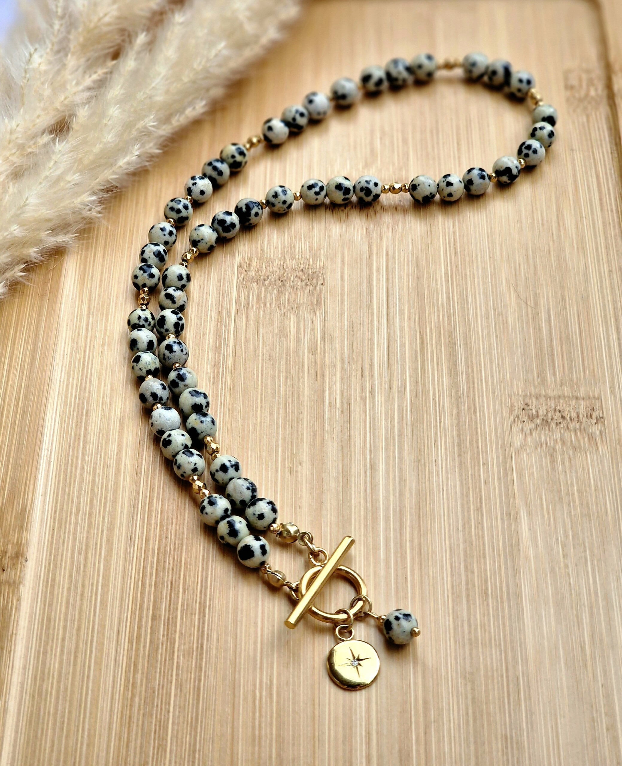 Naszyjnik Jaspis dalmatyński Hematyt