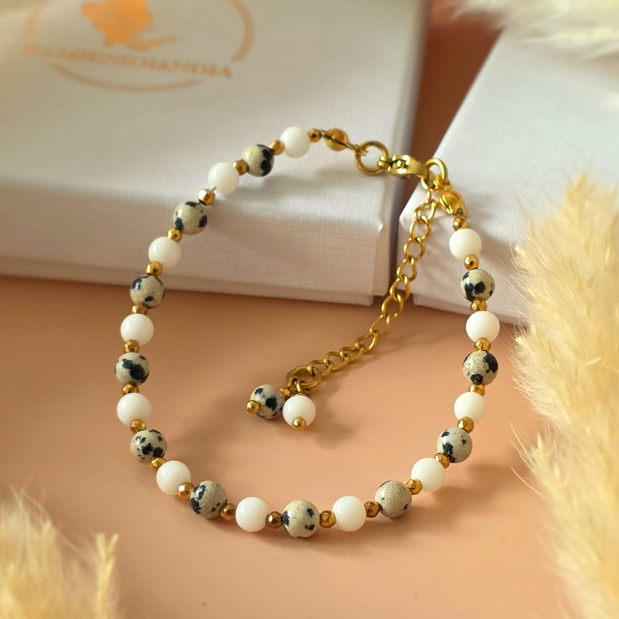 Bransoletka Jaspis Dalmatyński, Tridacna, Hematyt