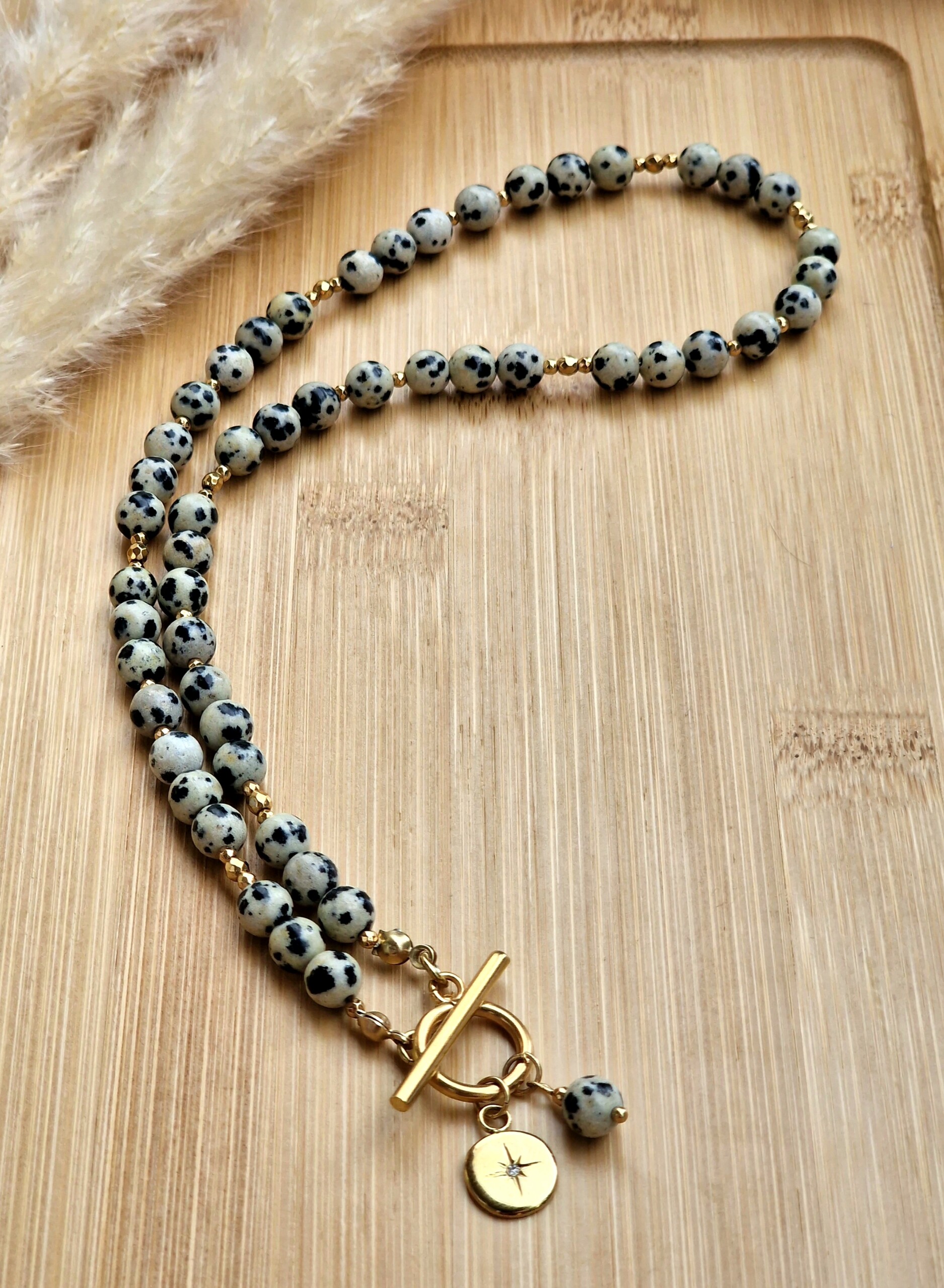 Naszyjnik Jaspis dalmatyński Hematyt