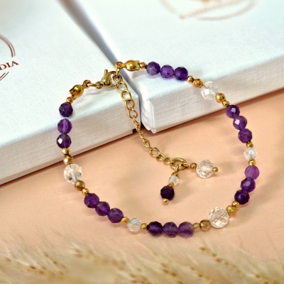 Bransoletka Ametyst, Kryształ Górski, Cyrkonia, Hematyt