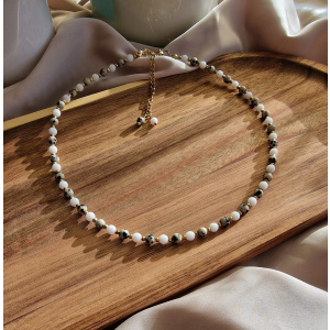 Naszyjnik Jaspis dalmatyński, Tridacna, Hematyt