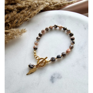 Bransoletka Jaspis zebra różowy, Hematyt