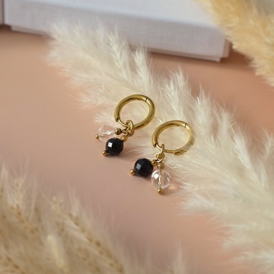 Kolczyki Turmalin, Kryształ górski, Hematyt