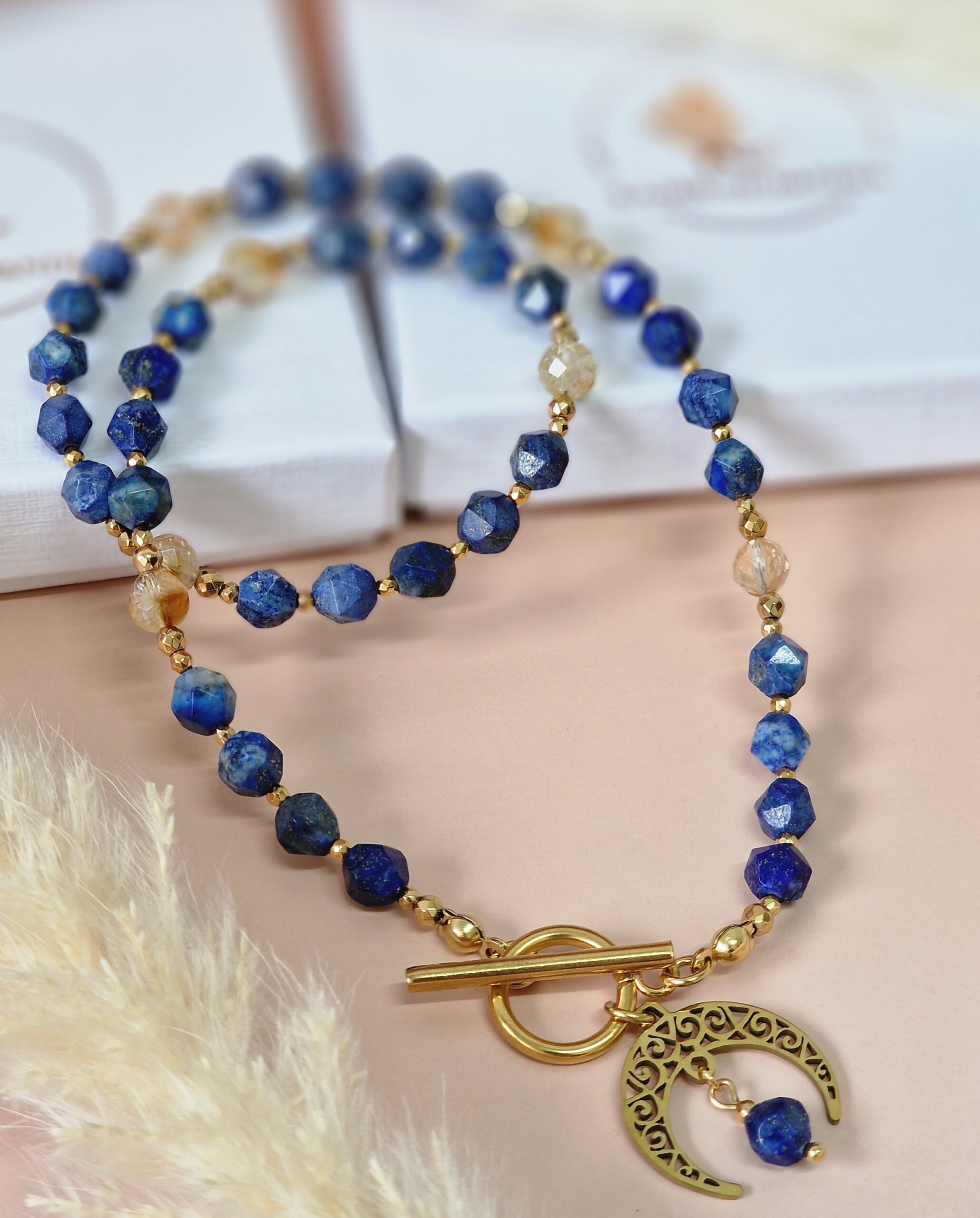 Naszyjnik Lapis Lazuli, Cytryn, Hematyt