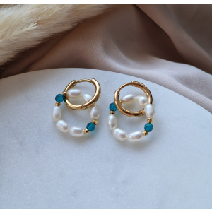 Kolczyki Perły i Kwarc kółka