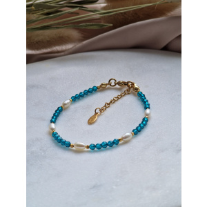 Bransoletka Kwarc niebieski, Perła, Hematyt