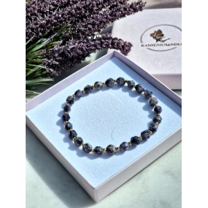 Bransoletka Jaspis fioletowy fasetowany, Hematyt