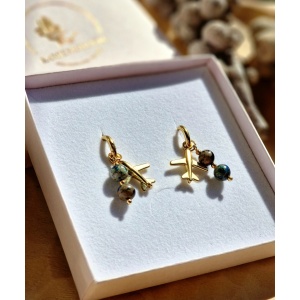 Kolczyki dla podróżujących Turkusy z osadami morskimi, samolot