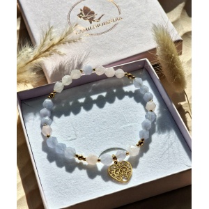 Bransoletka Akwamaryn, Kwarc różowy, Hematyt