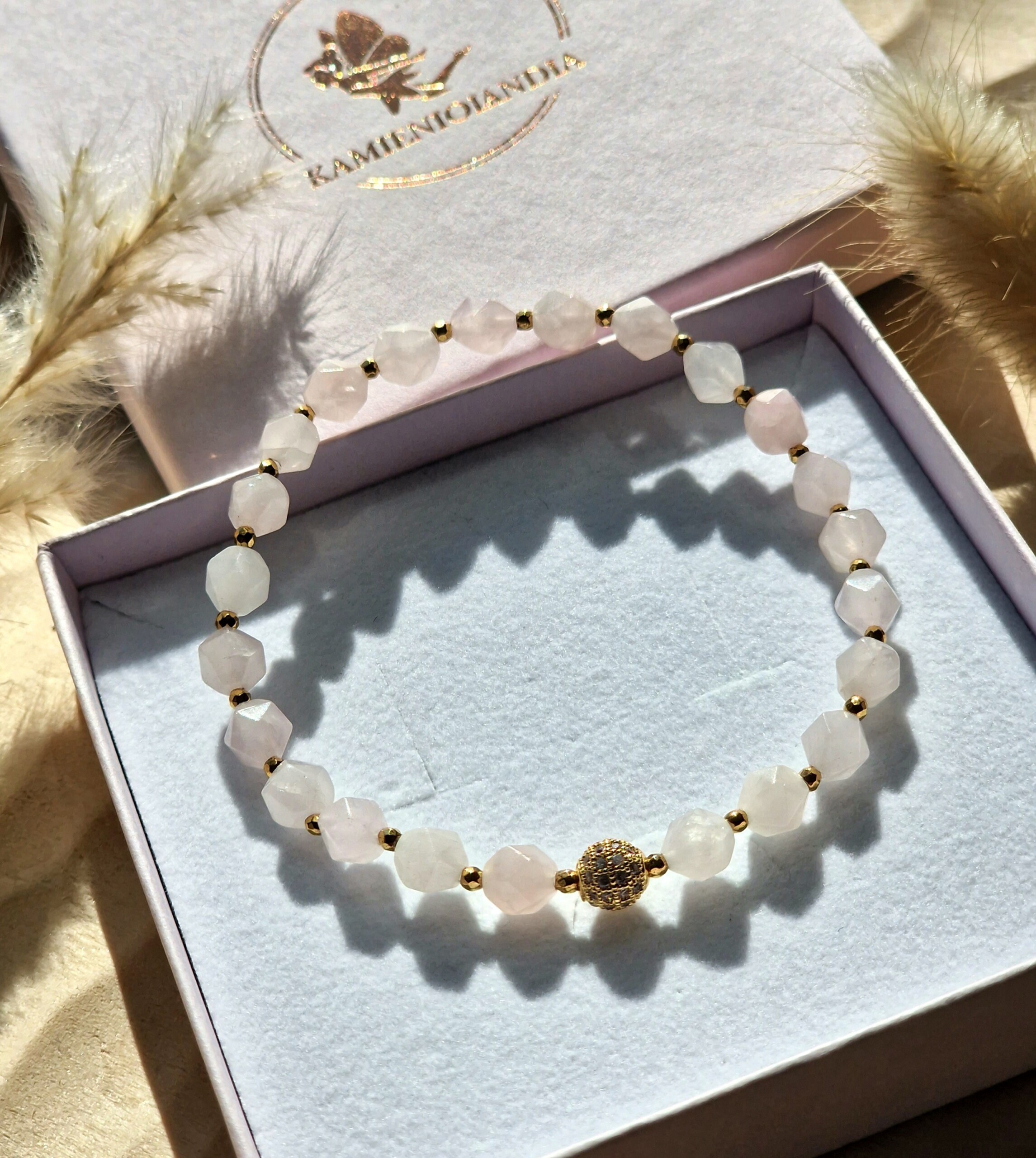 Bransoletka Kwarc różowy, Hematyt - obrazek 2