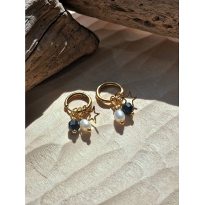 Kolczyki Agat, Perła, Hematyt