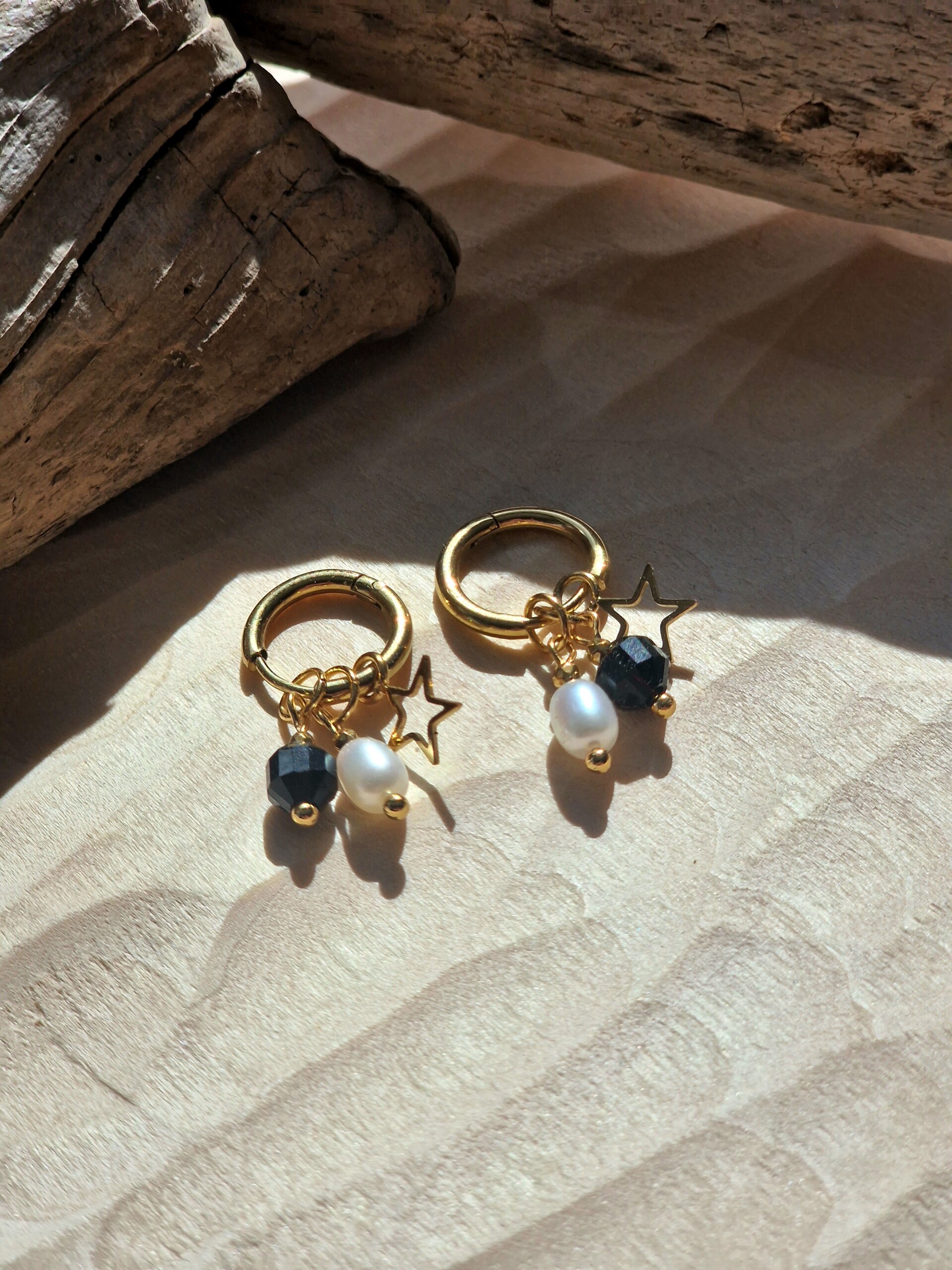 Kolczyki Agat, Perła, Hematyt