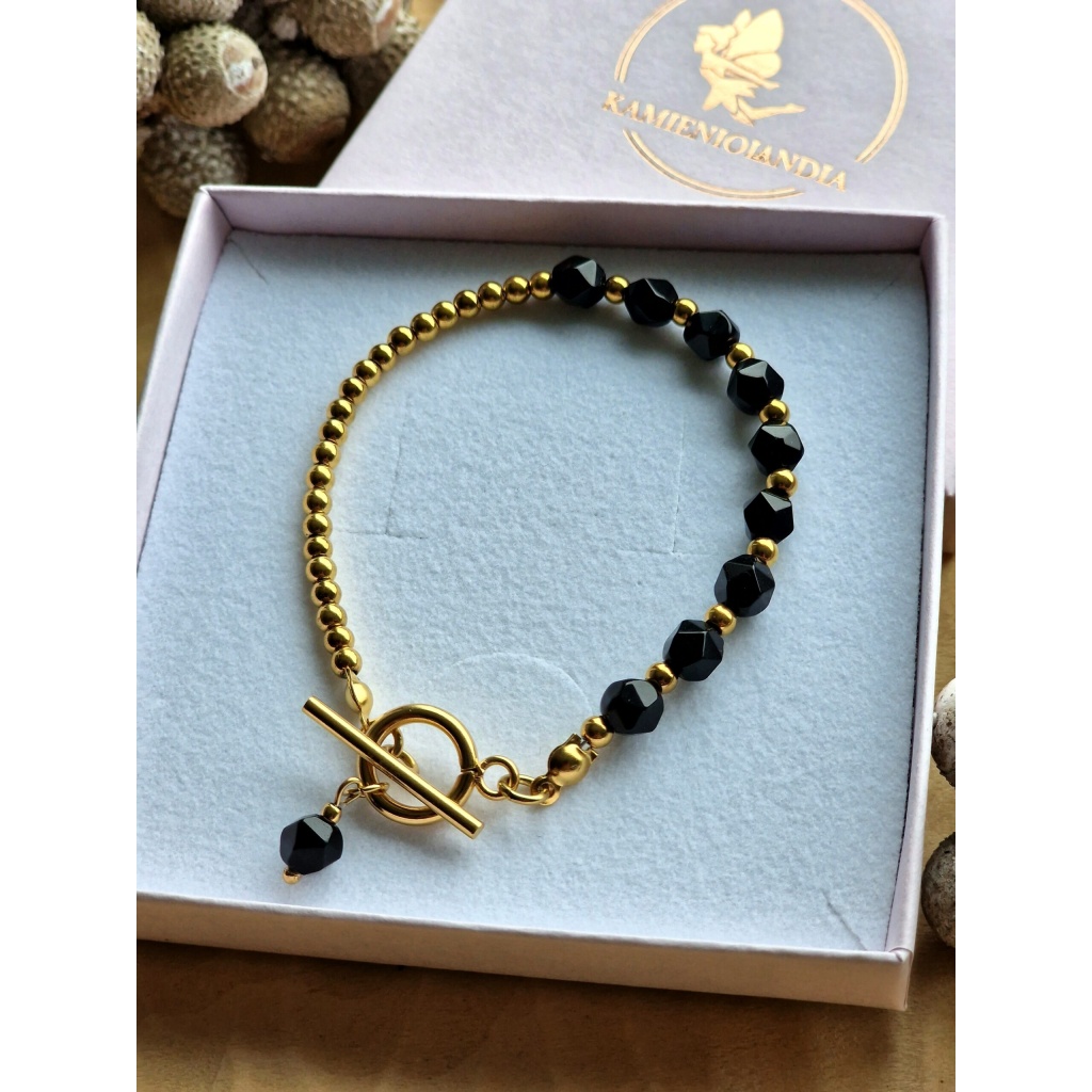 Bransoletka Agat czarny, Hematyt