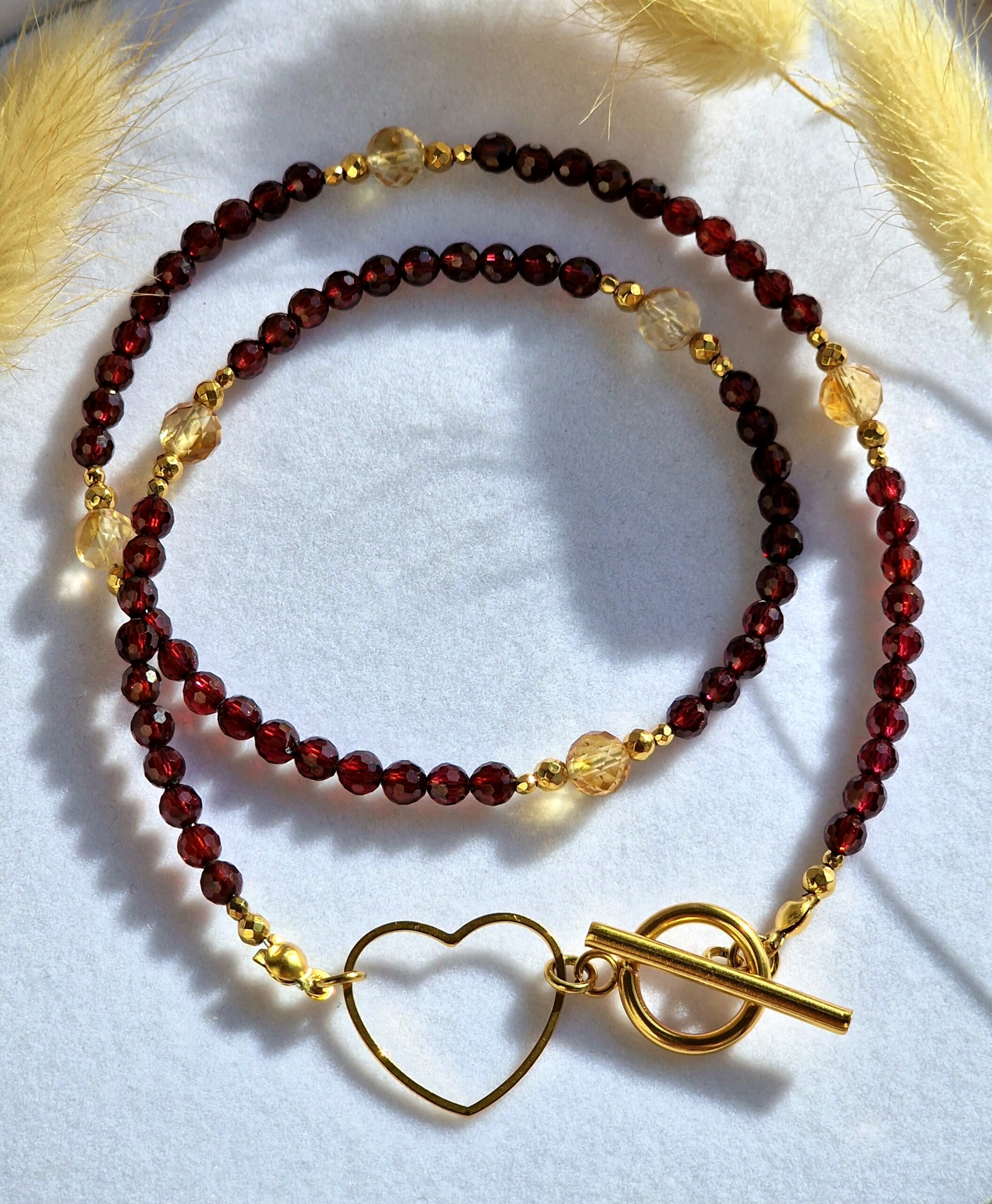 Naszyjnik Granat, Cytryn, Hematyt