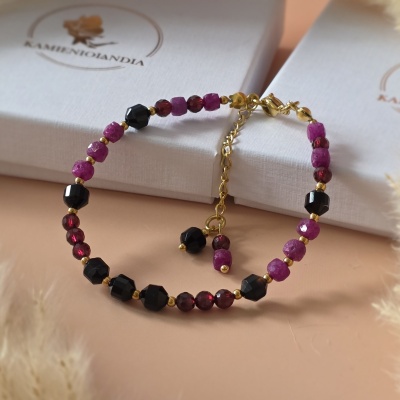 Bransoletka Rubin, Agat, Granat, Hematyt