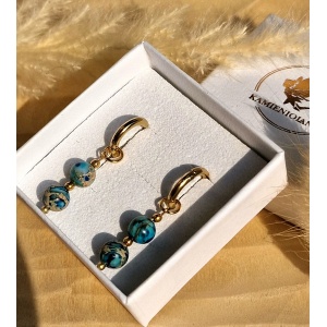 Kolczyki Turkusy z osadami morskimi, Hematyt  #2