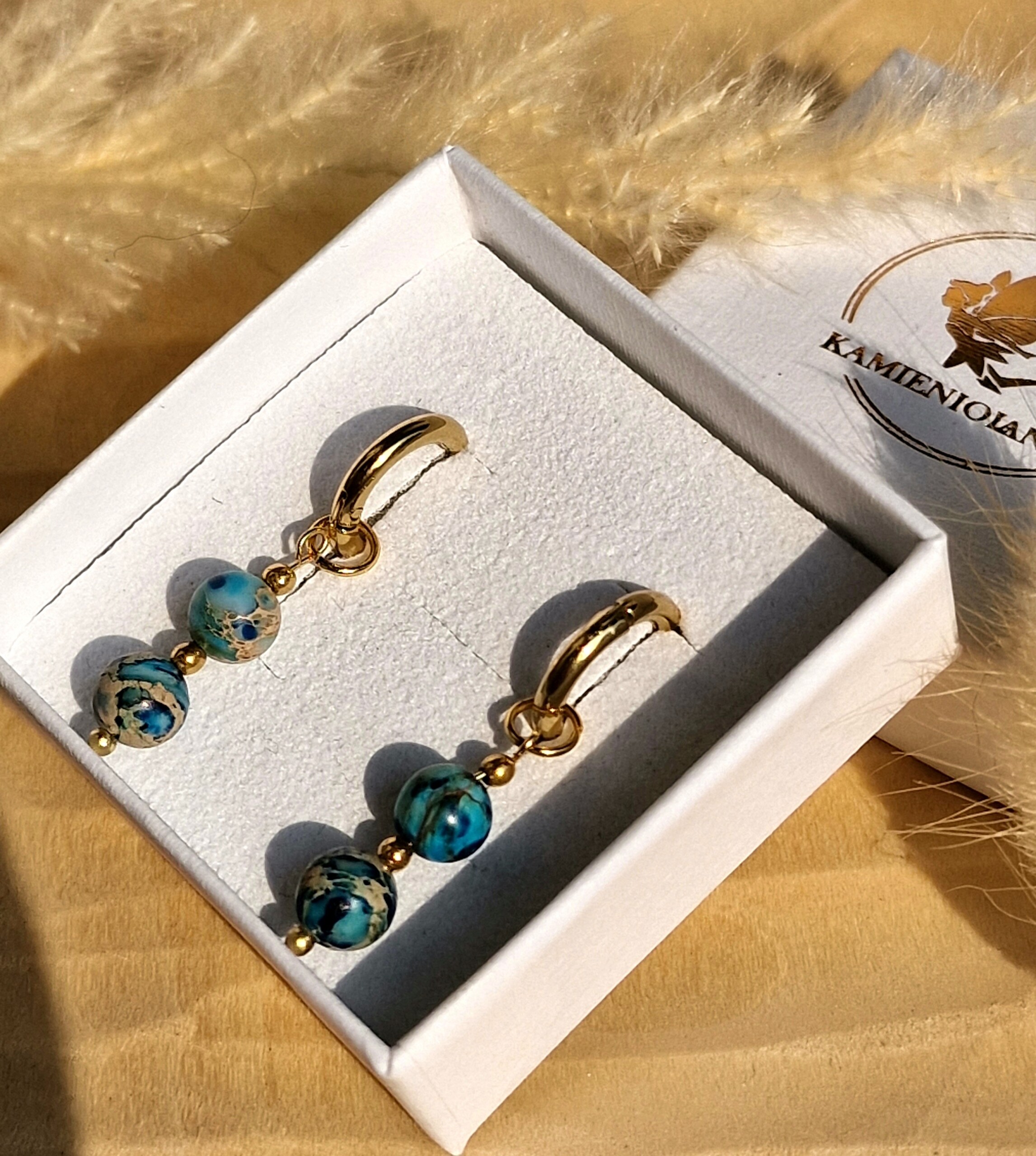 Kolczyki Turkusy z osadami morskimi, Hematyt #2