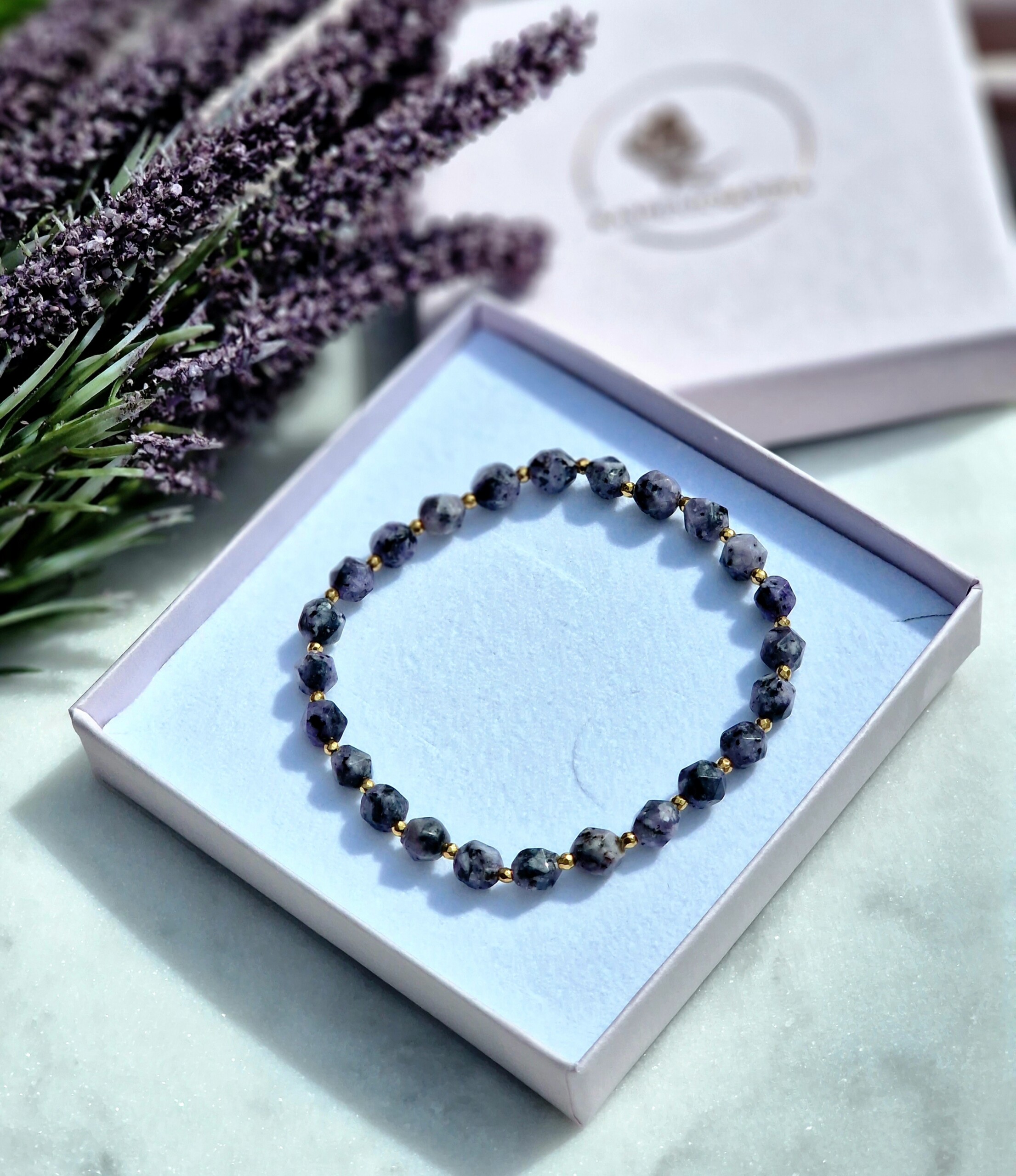 Bransoletka Jaspis fioletowy fasetowany, Hematyt - obrazek 3