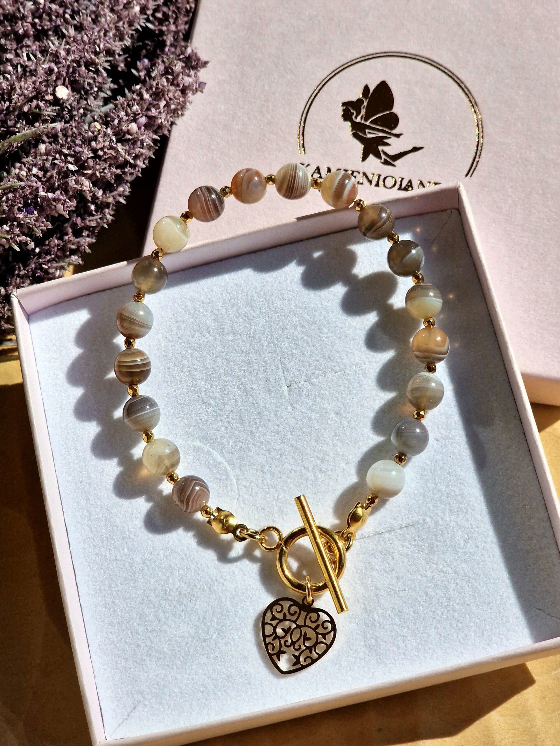 Bransoletka Agat Botswana, Hematyt