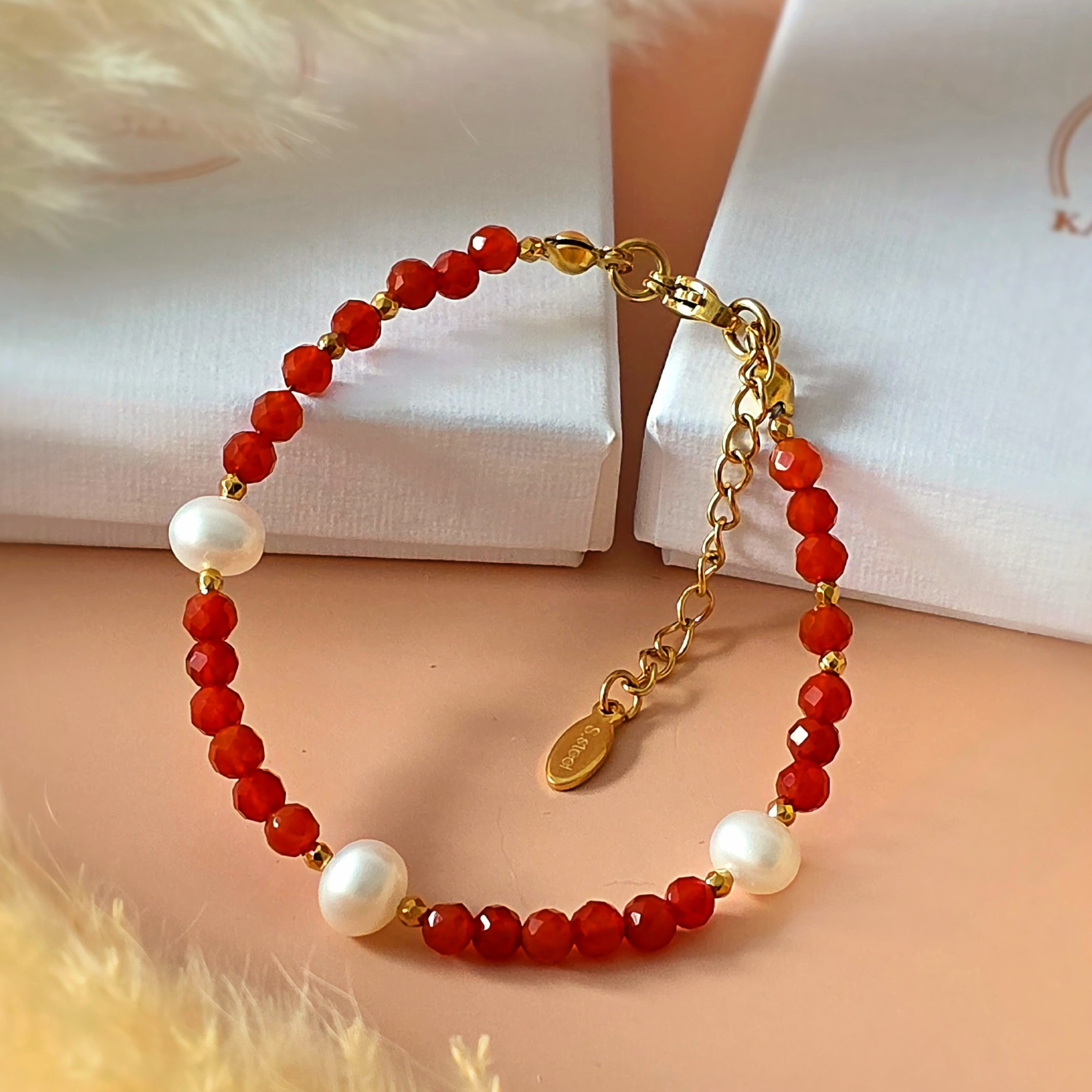 Bransoletka Karneol, Perła, Hematyt