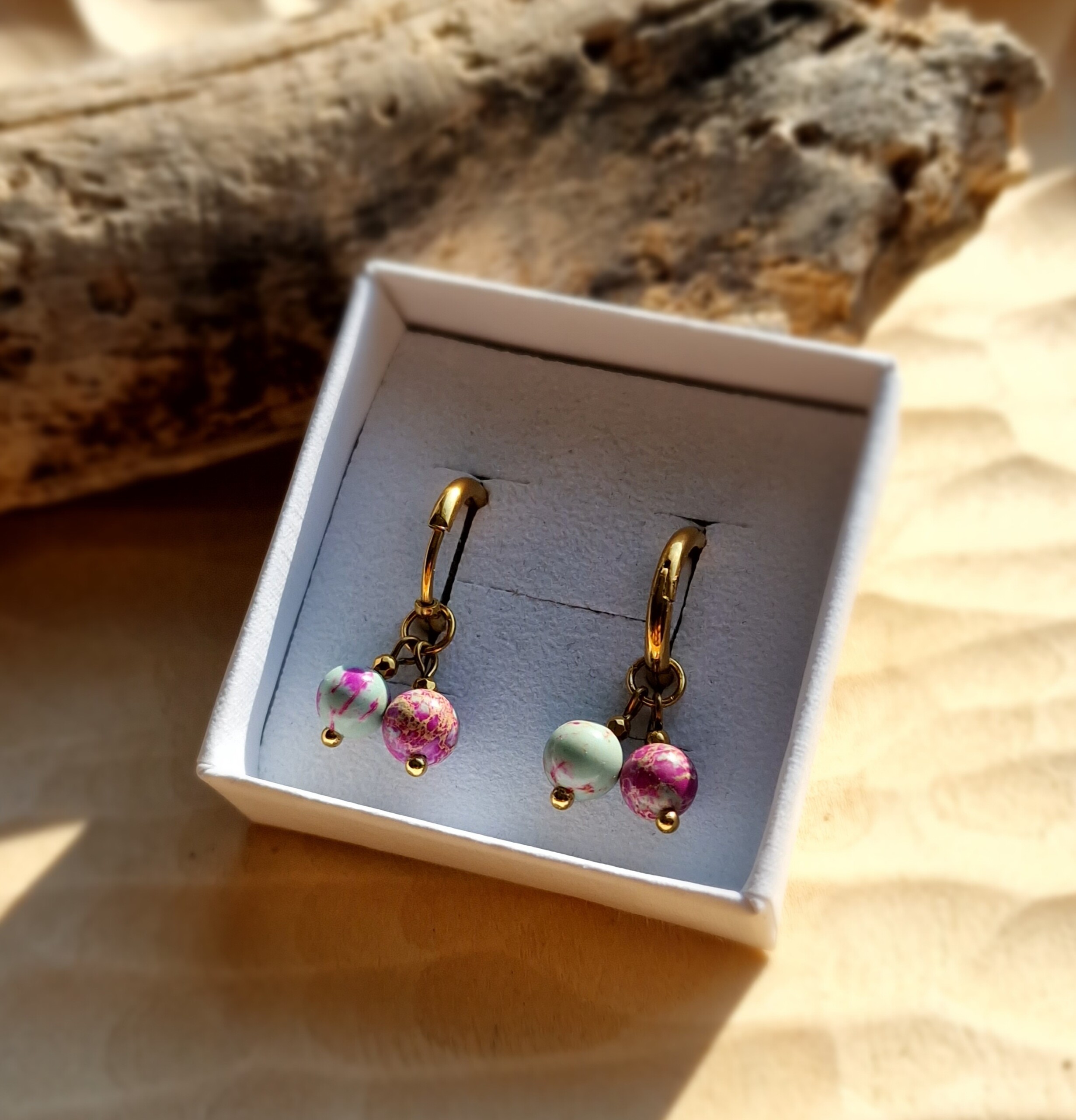 Kolczyki Jaspis cesarski Hematyt #2 - obrazek 4