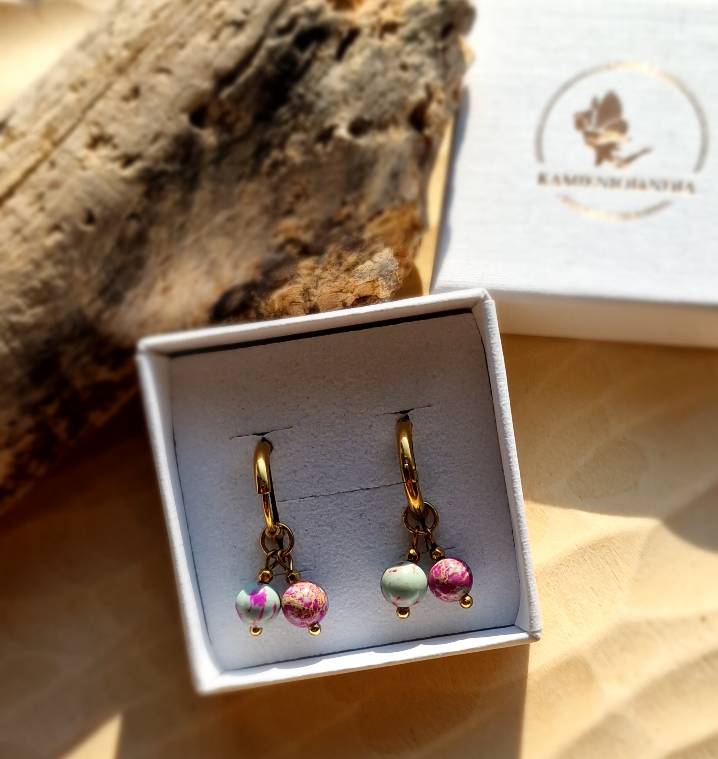 Kolczyki Jaspis cesarski Hematyt #2 - obrazek 2