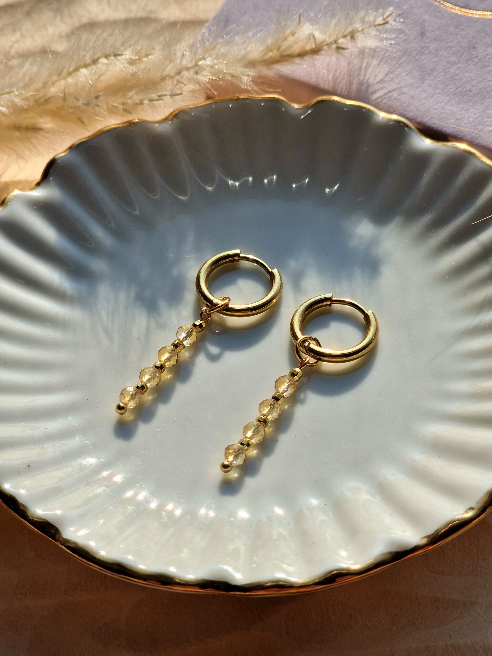 Kolczyki Cytryn oraz fasetowane kuleczki gold filled - obrazek 4