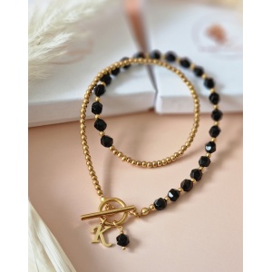 Naszyjnik Agat czarny, Hematyt