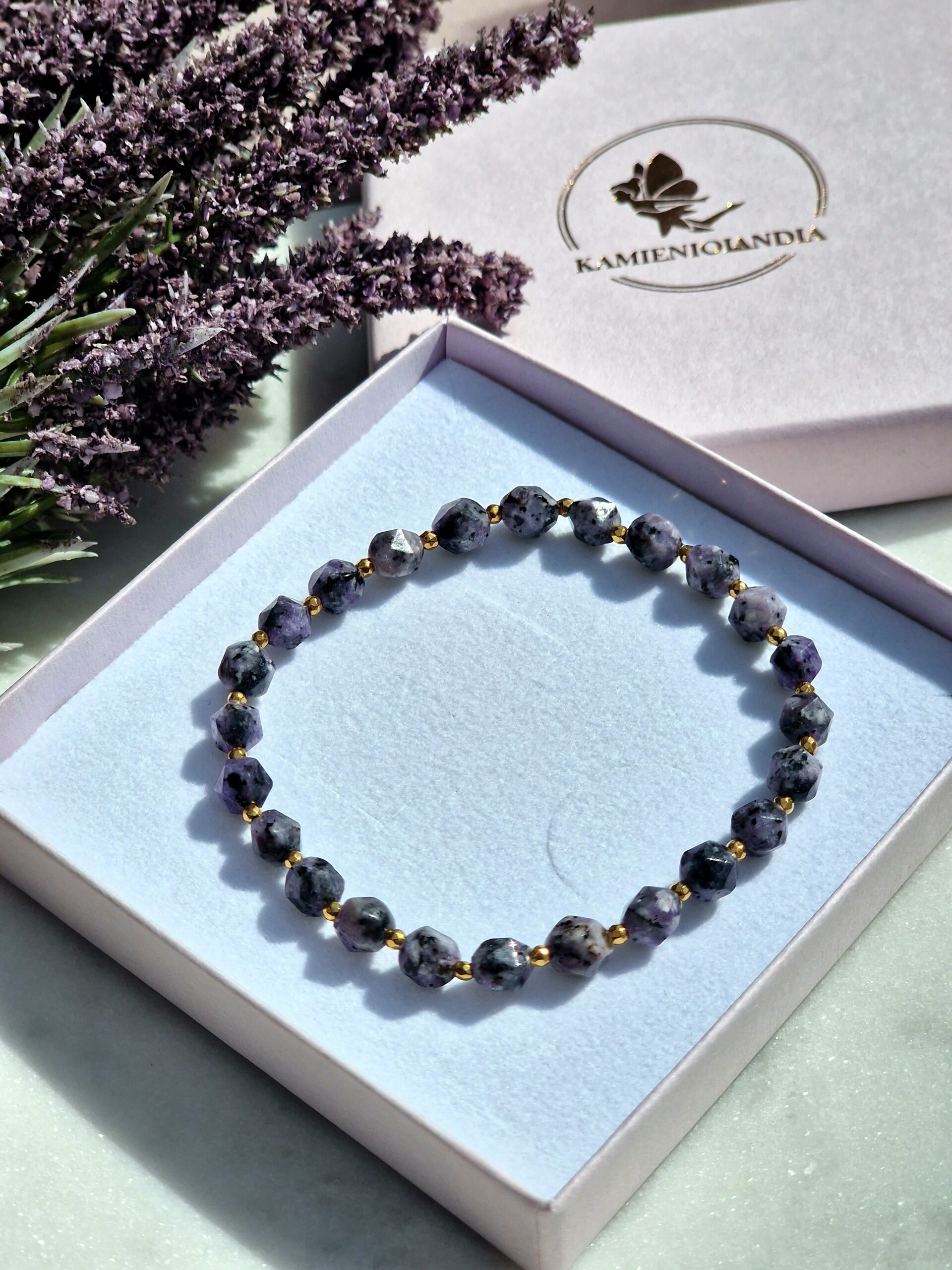 Bransoletka Jaspis fioletowy fasetowany, Hematyt - obrazek 4