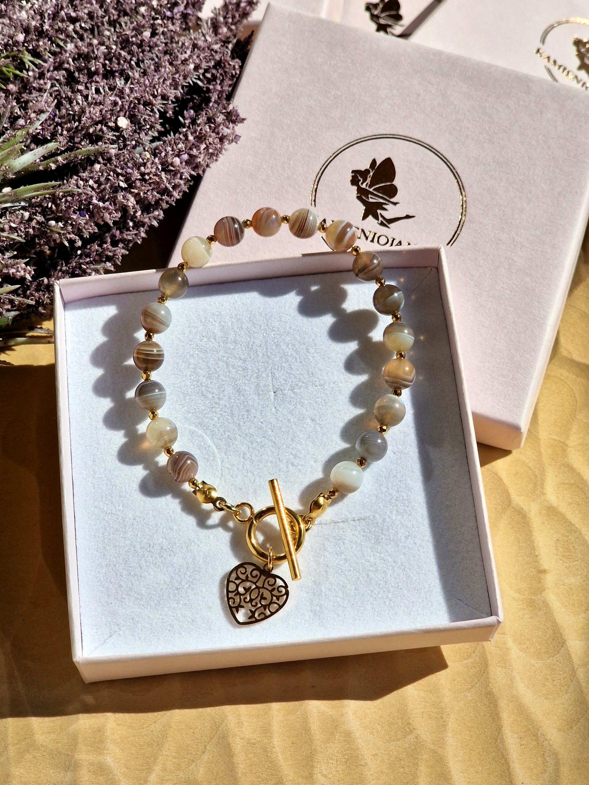 Bransoletka Agat Botswana, Hematyt - obrazek 4