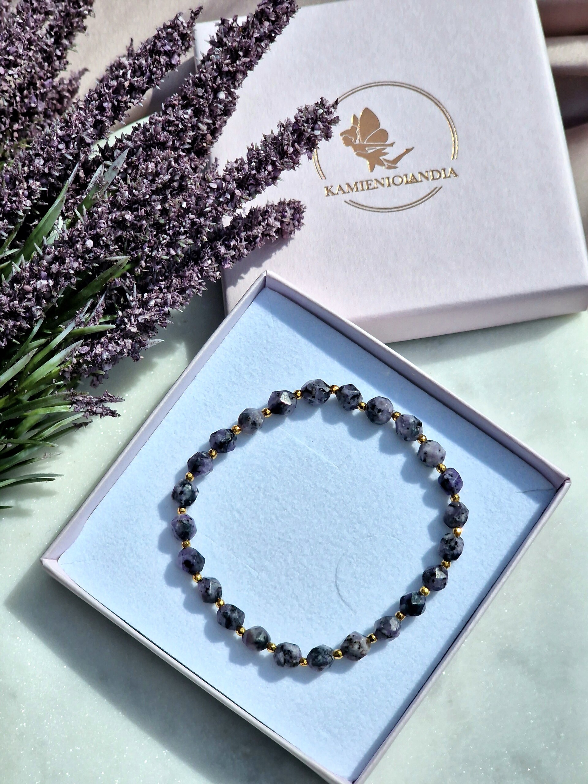 Bransoletka Jaspis fioletowy fasetowany, Hematyt - obrazek 5