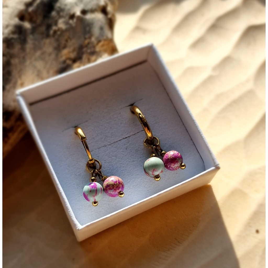 Kolczyki Jaspis cesarski  Hematyt #2