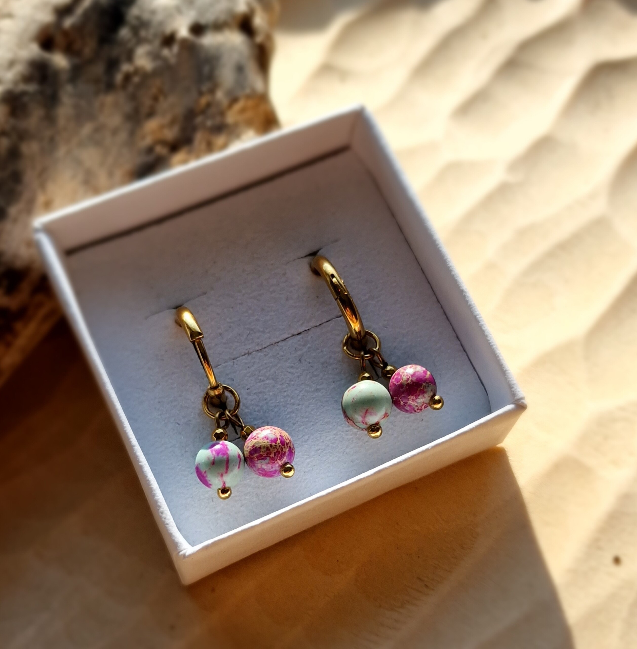 Kolczyki Jaspis cesarski Hematyt #2