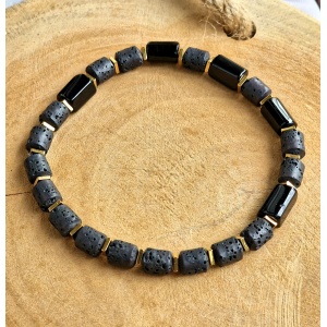 Bransoletka męska Lawa, Turmalin, Hematyt