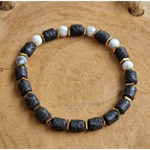 Bransoletka męska Lawa, Howlit, Hematyt