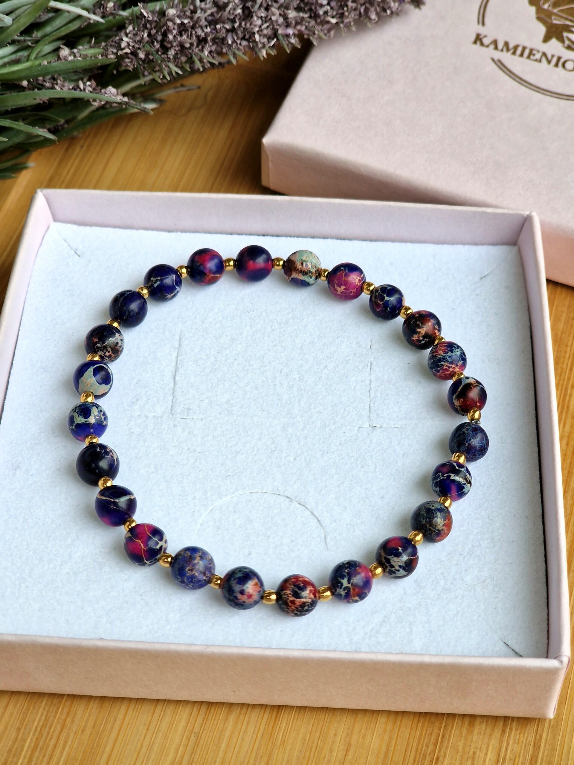 Bransoletka Jaspis cesarski purpurowy, Hematyt - obrazek 2