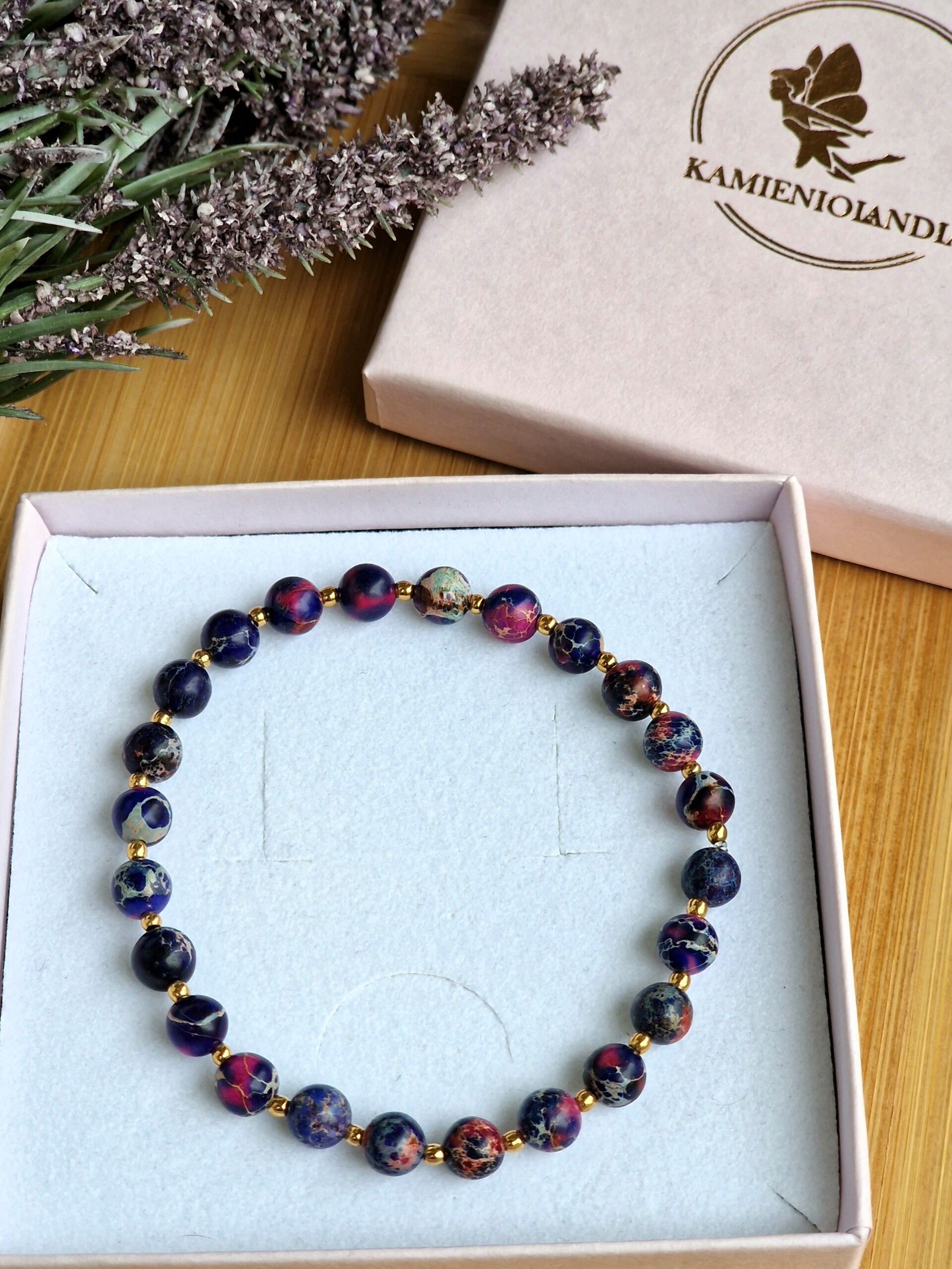 Bransoletka Jaspis cesarski purpurowy, Hematyt