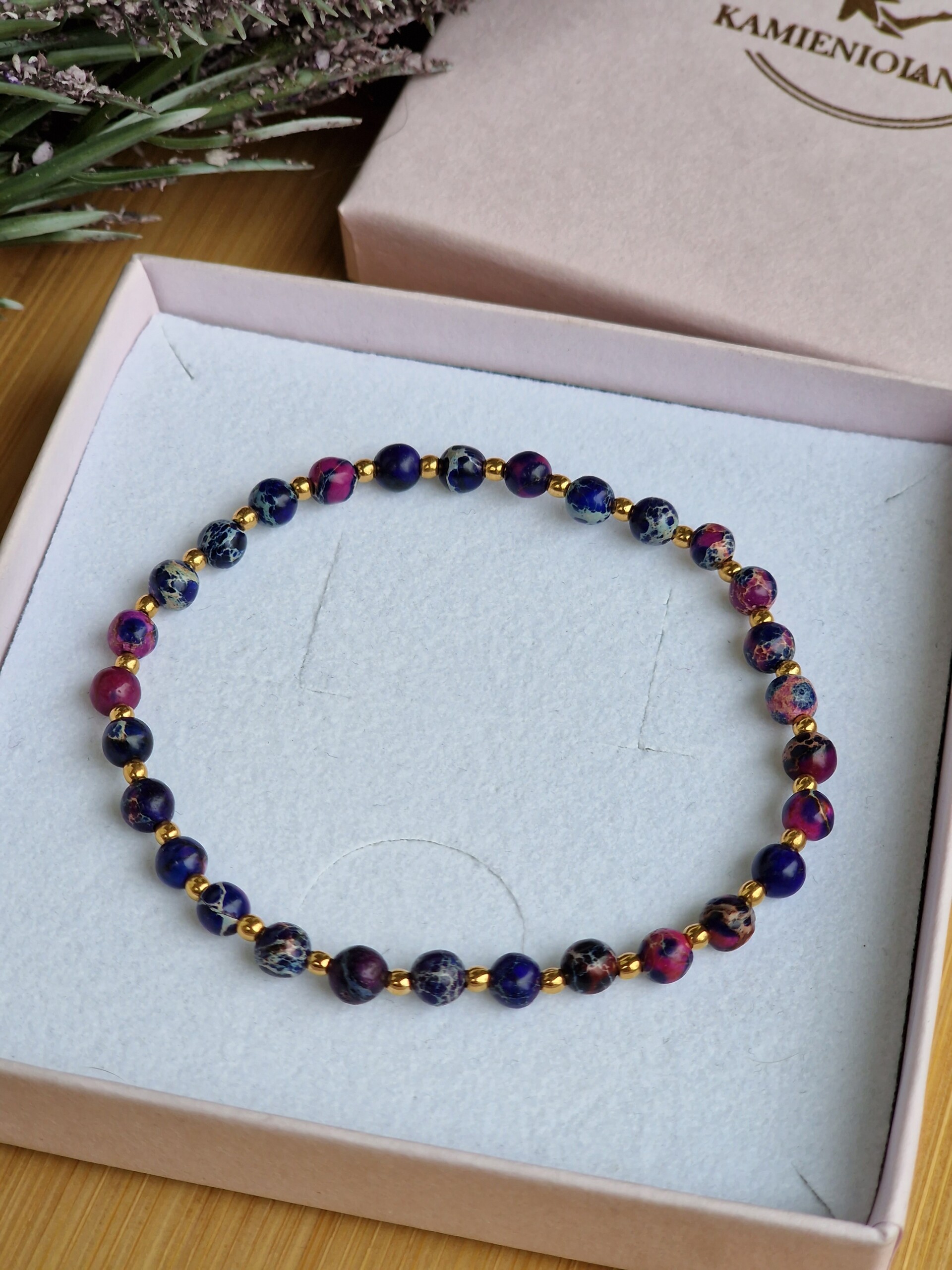 Bransoletka Jaspis cesarski purpurowy, Hematyt