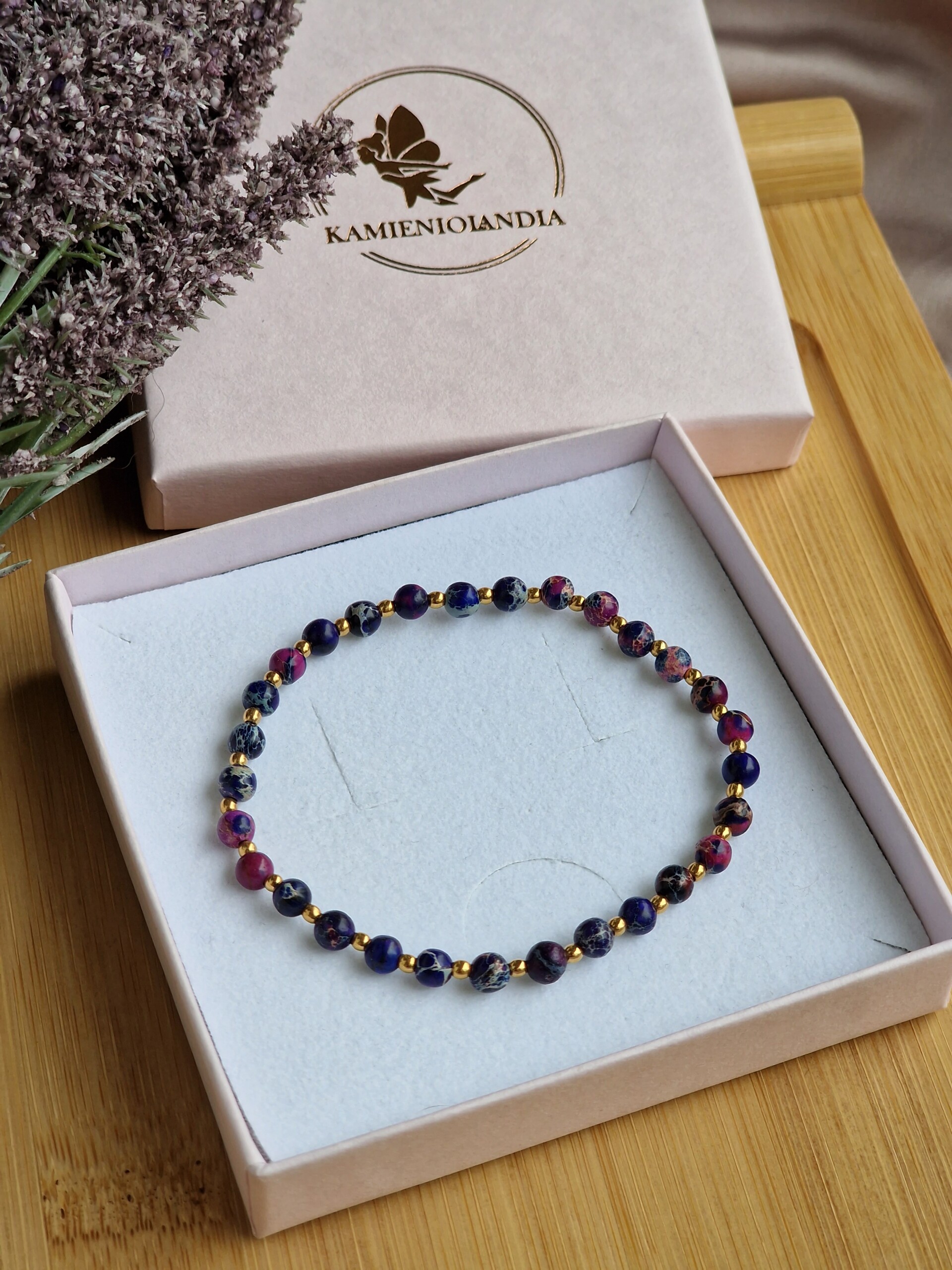 Bransoletka Jaspis cesarski purpurowy, Hematyt - obrazek 2