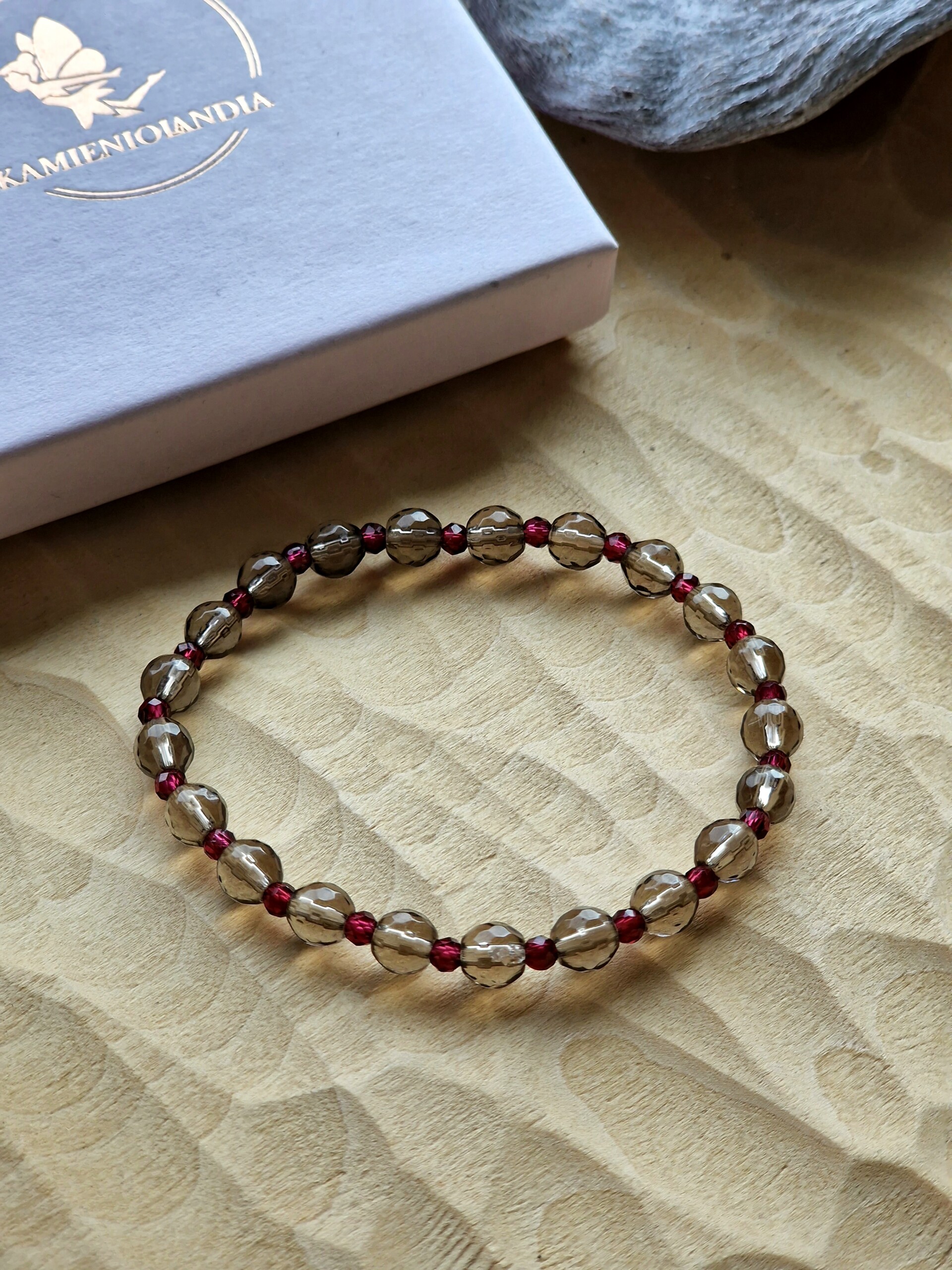 Bransoletka Kwarc dymny, Granat - obrazek 3