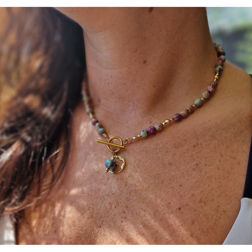 Naszyjnik Jaspis cesarski, Hematyt