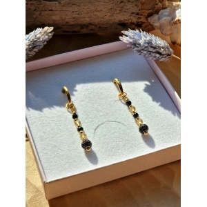 Kolczyki Cytryn, Turmalin, fasetowane kuleczki gold filled 18k