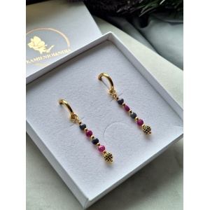 Kolczyki Szafir, Rubin, Hematyt