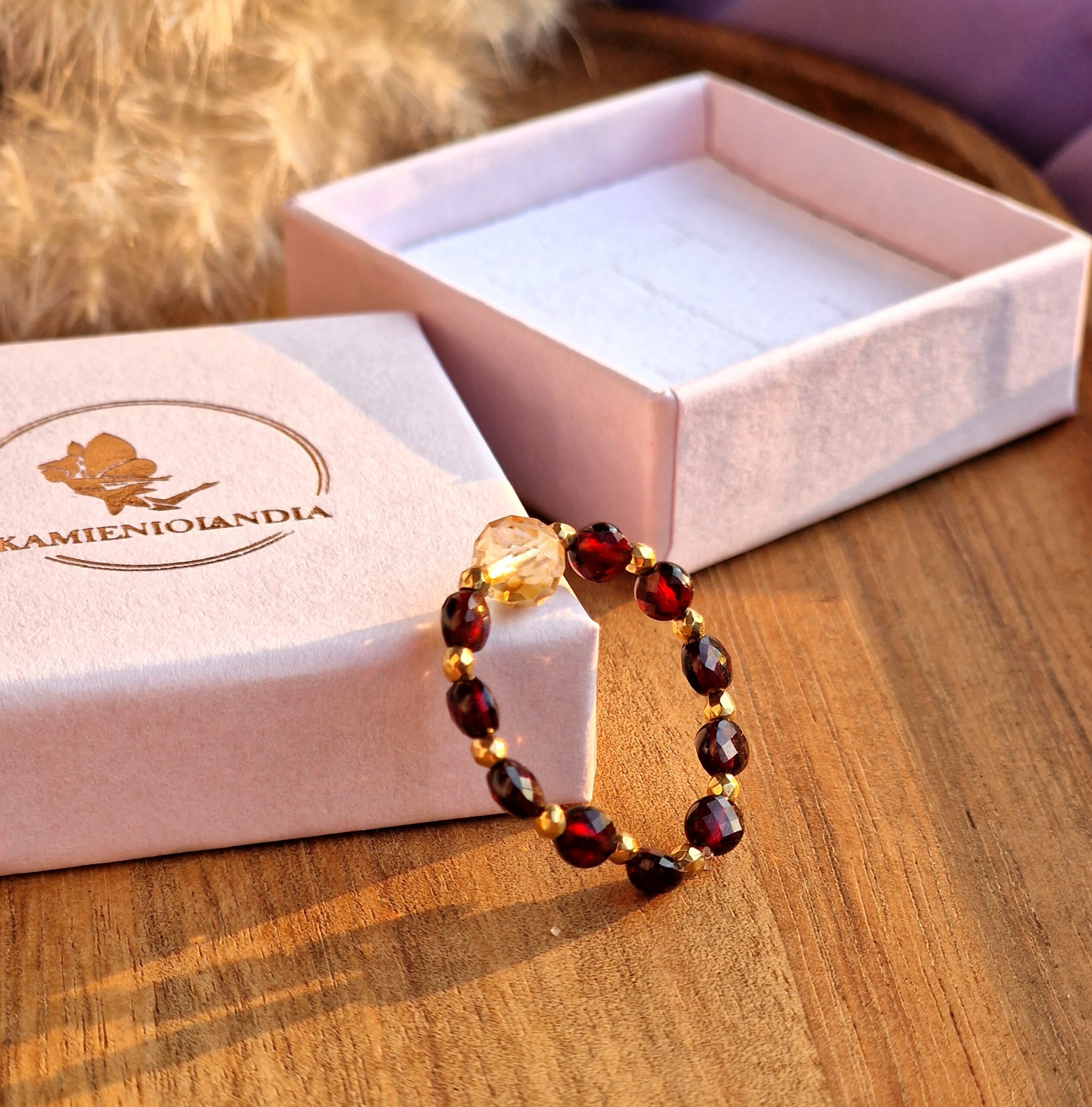 Pierścionek Granat, Cytryn, Hematyt