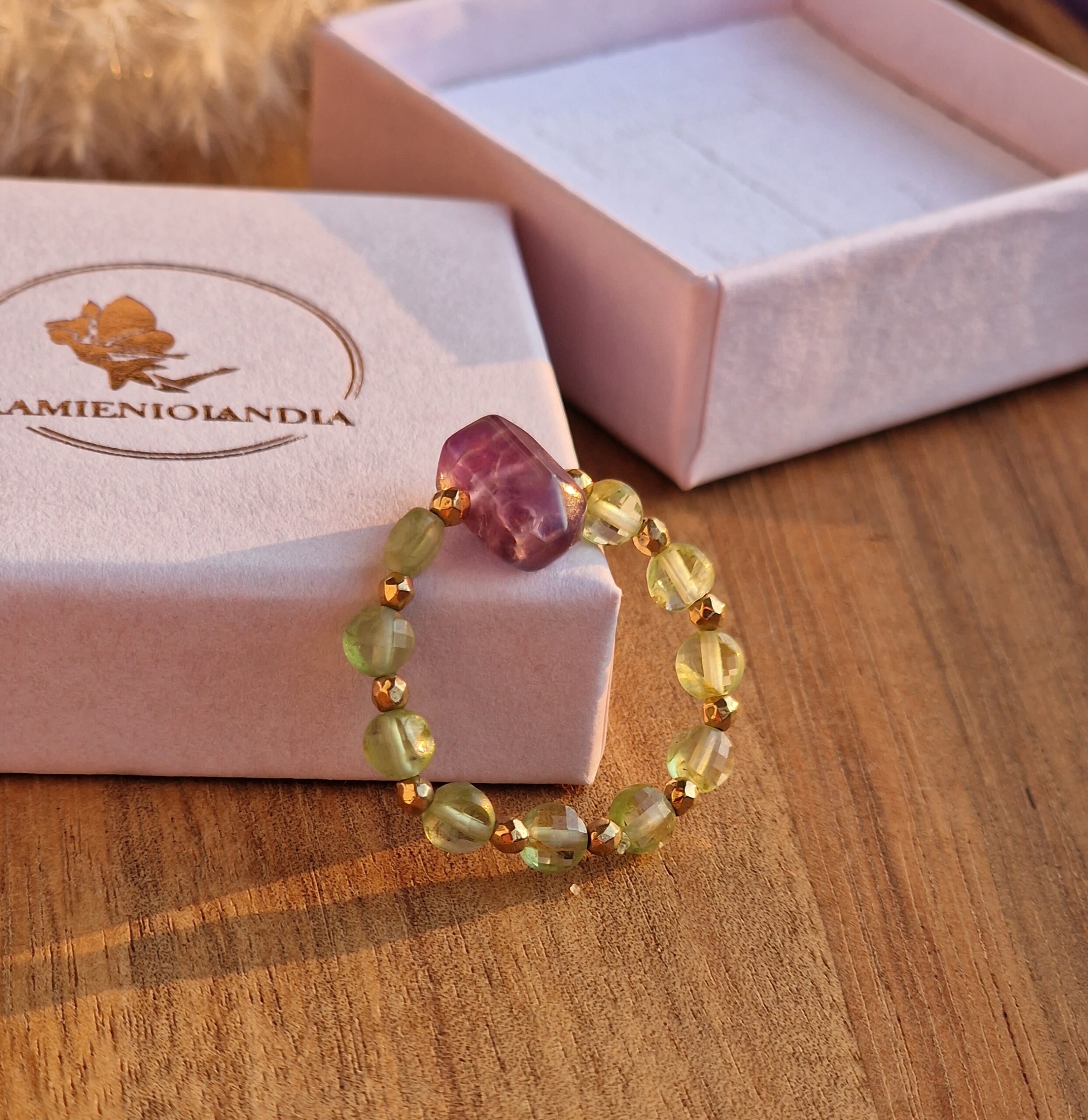 Pierścionek Oliwin, Ametyst grot, Hematyt