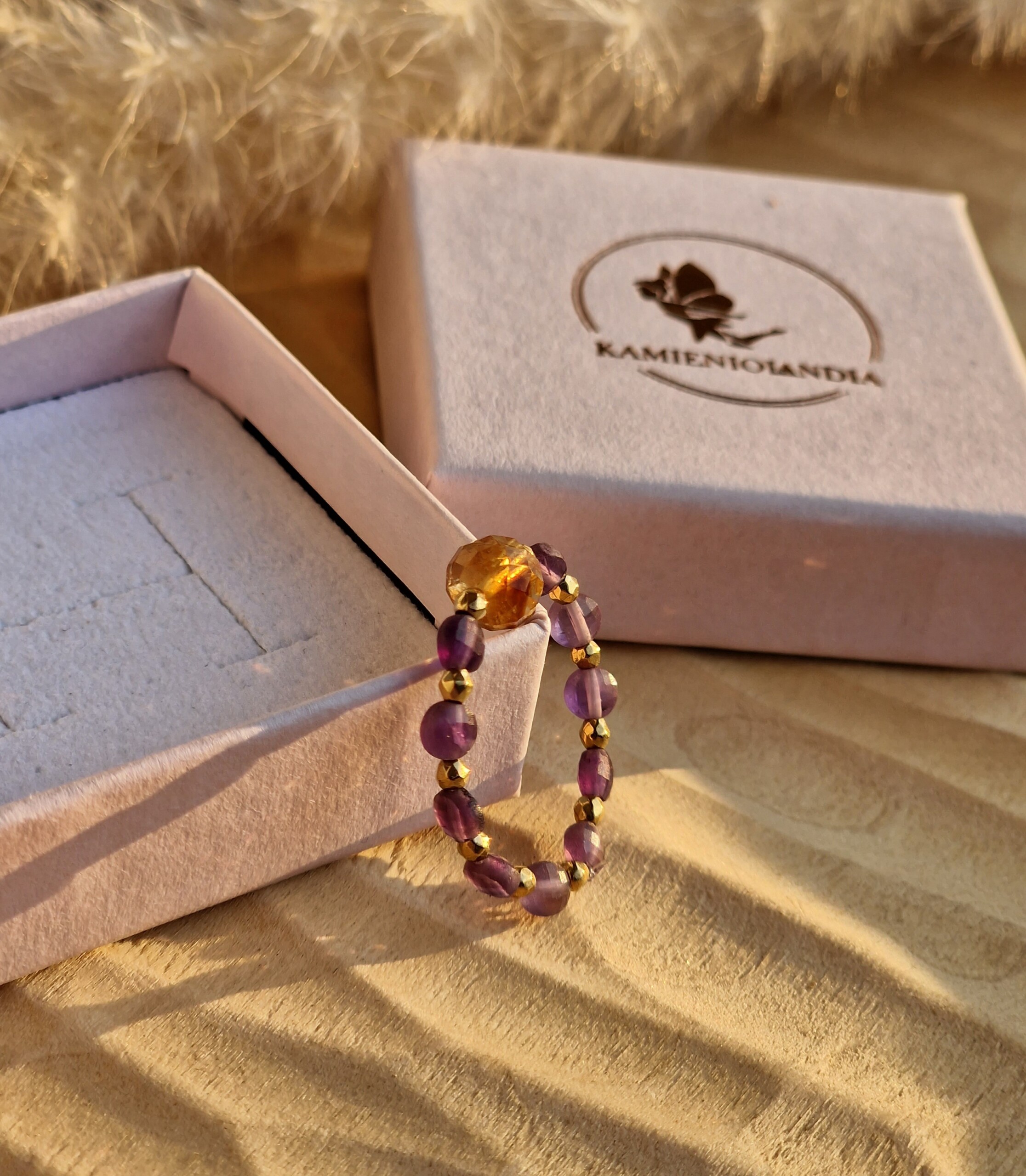 Pierścionek Ametyst, Cytryn, Hematyt - obrazek 3