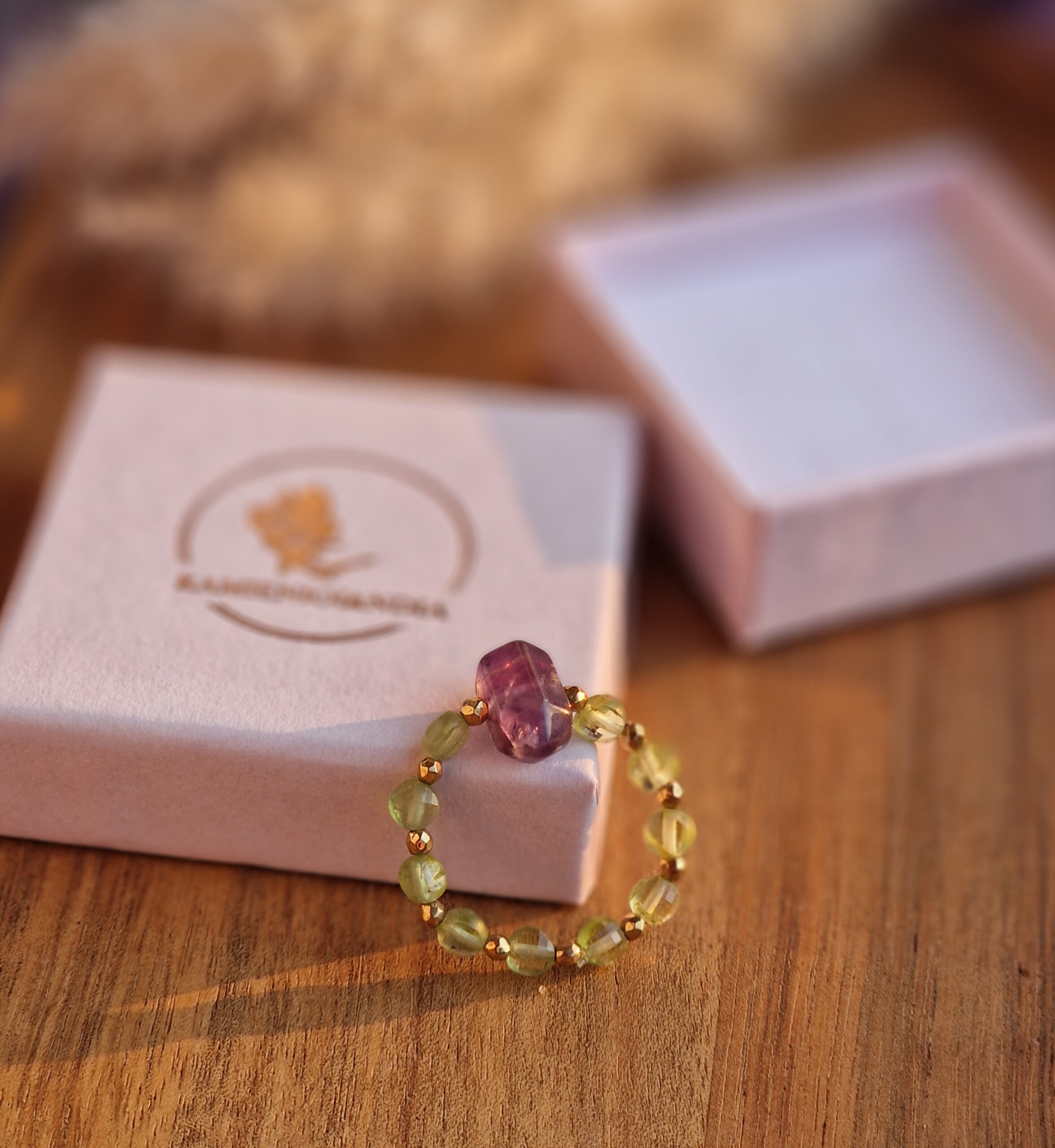 Pierścionek Oliwin, Ametyst grot, Hematyt - obrazek 3