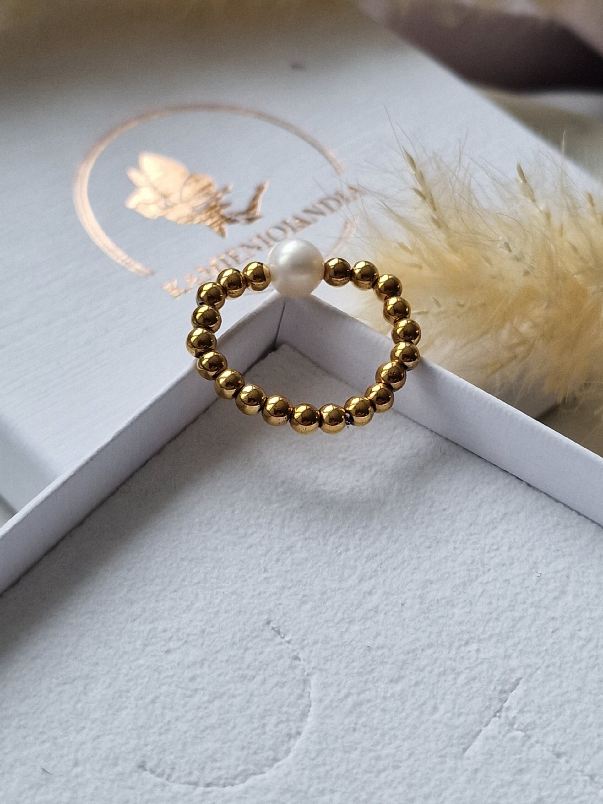 Pierścionek Perła naturalna, Hematyt - obrazek 2